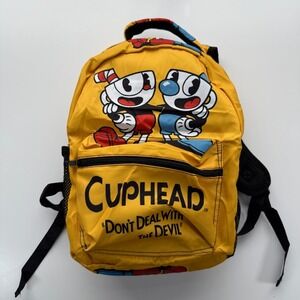 Cuphead And MugMan Loungefly Dont Deal with the Devil Backpack Yellow Full Size